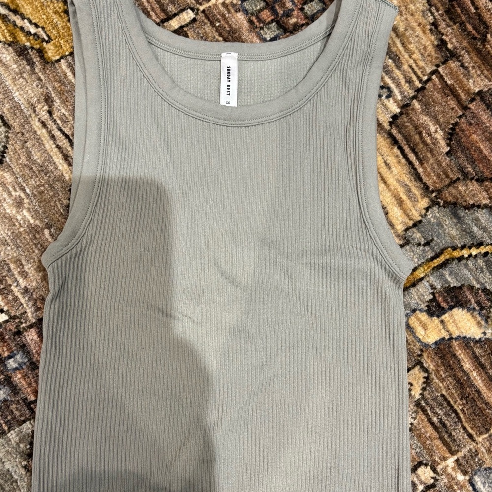 Sunday Best Ribbed Tank Top in Light Green